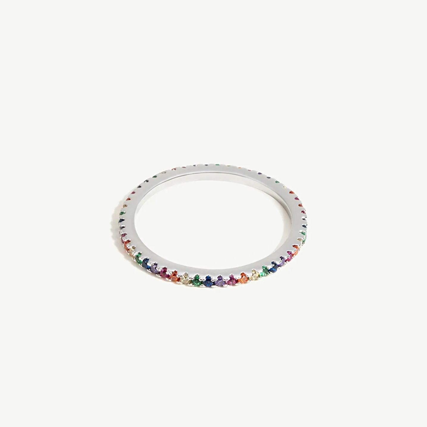 Delicate Rainbow Pave Tennis Ring