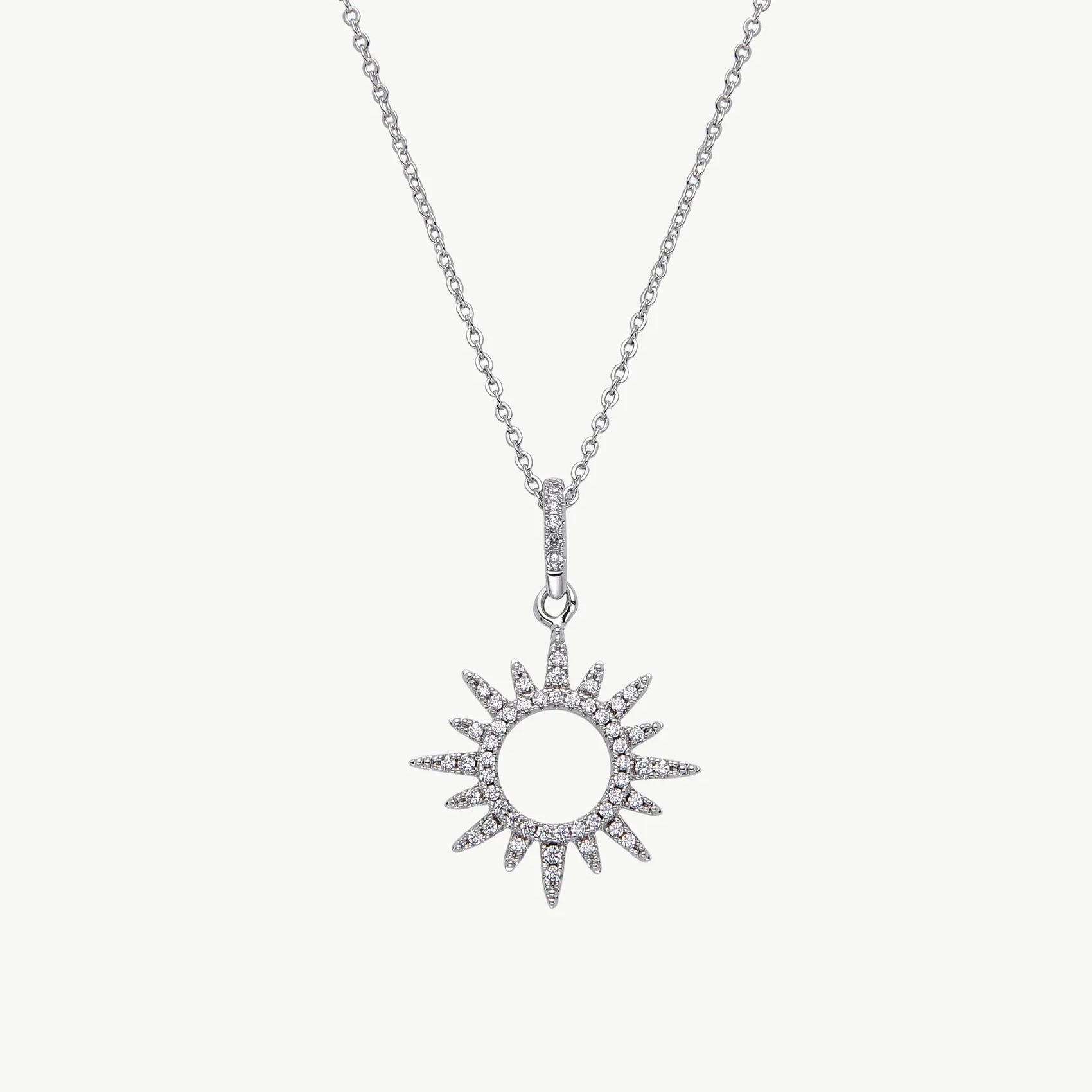 Pave Sun Pendant Necklace