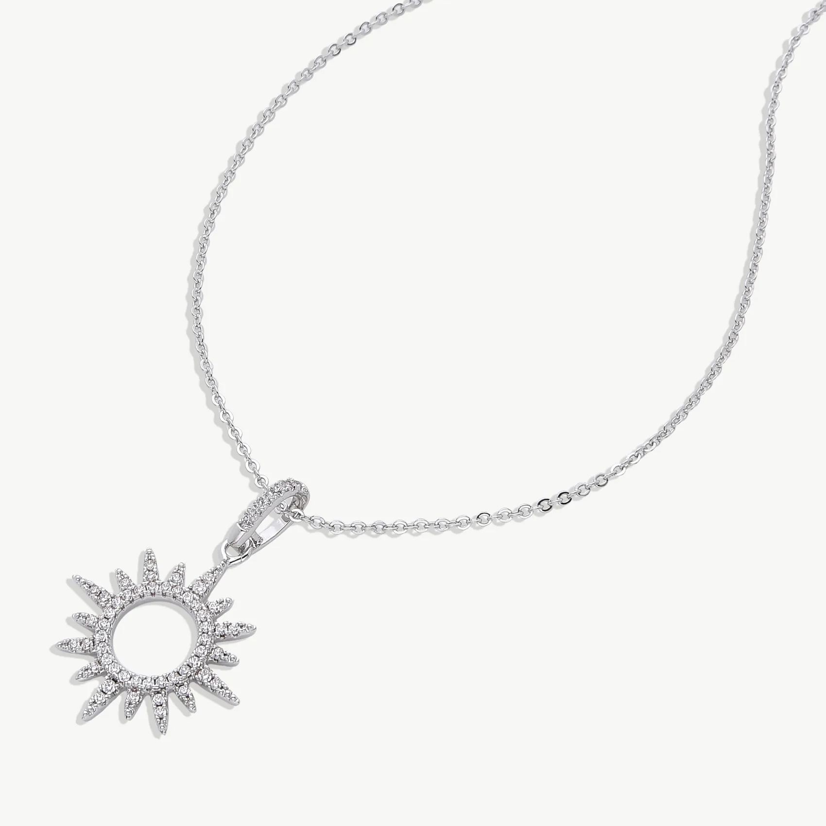 Pave Sun Pendant Necklace