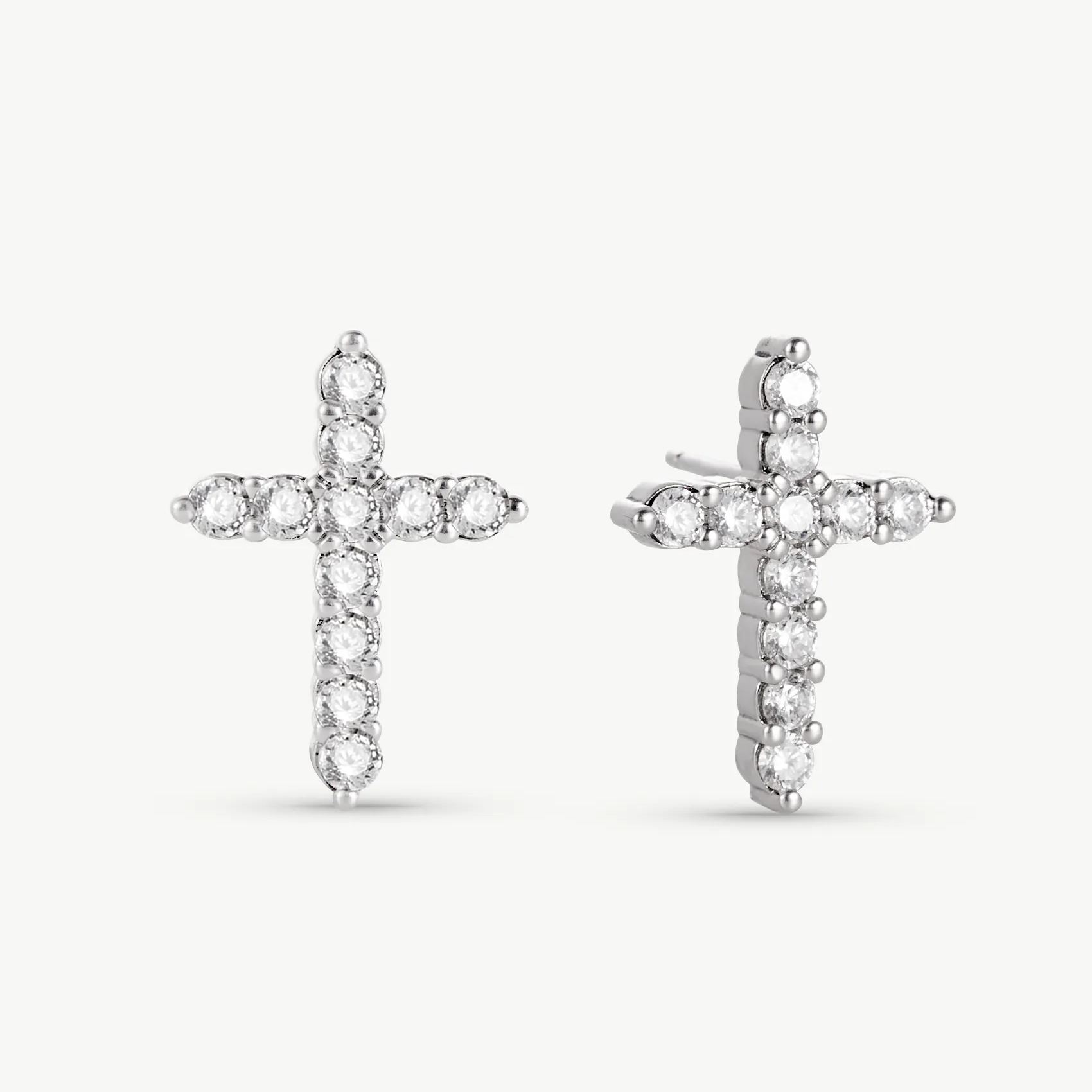 Pave Cross Stud Earrings
