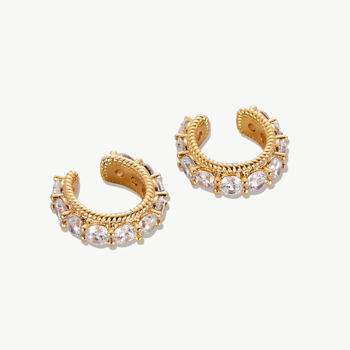 Twisted Rope Border Pave Ear Cuffs