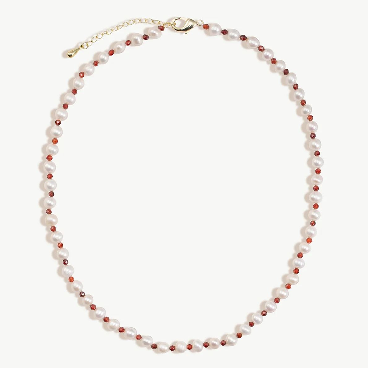 Pearl & Garnet Beaded Necklace