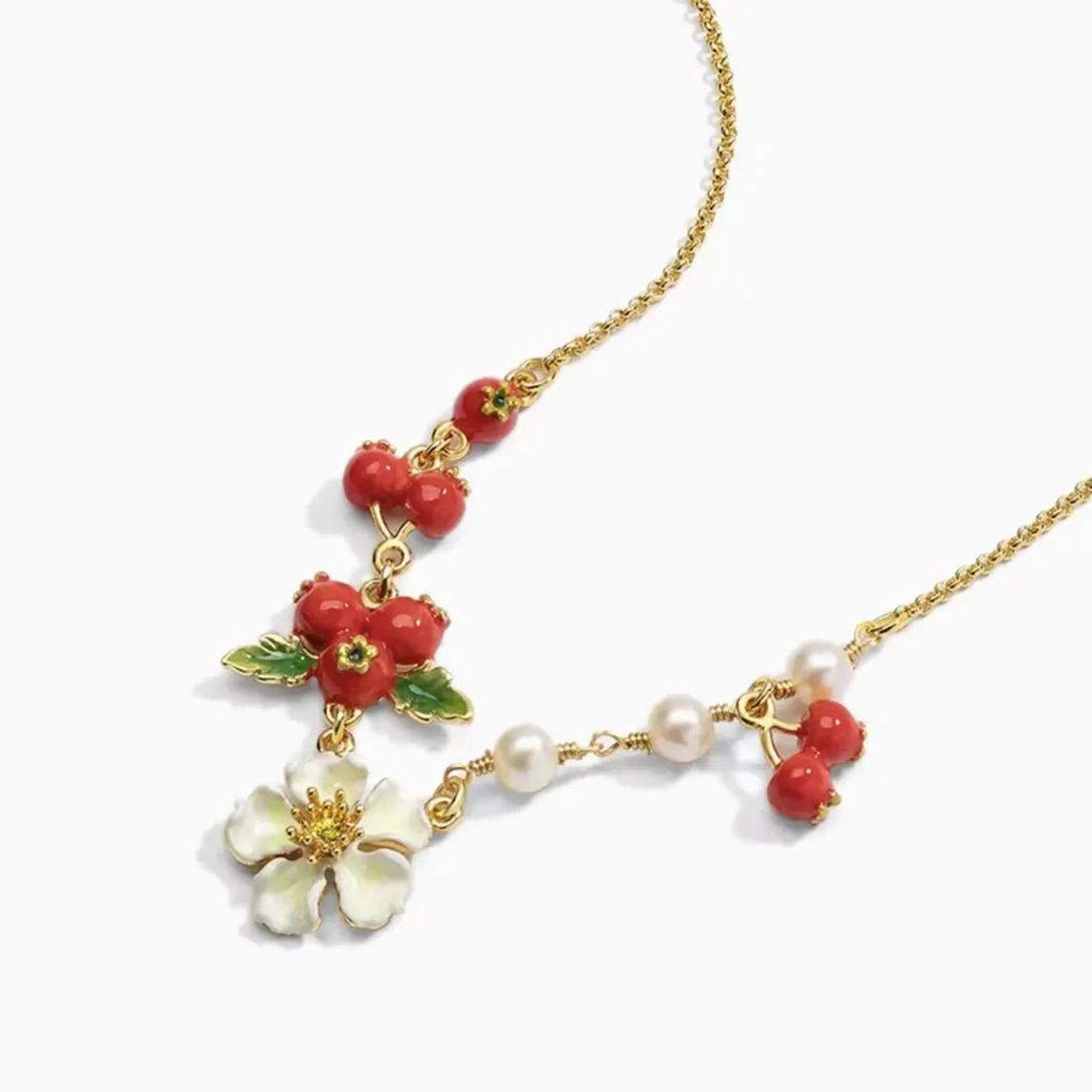 18K Camellia Flower Enamel Light Luxury Necklace