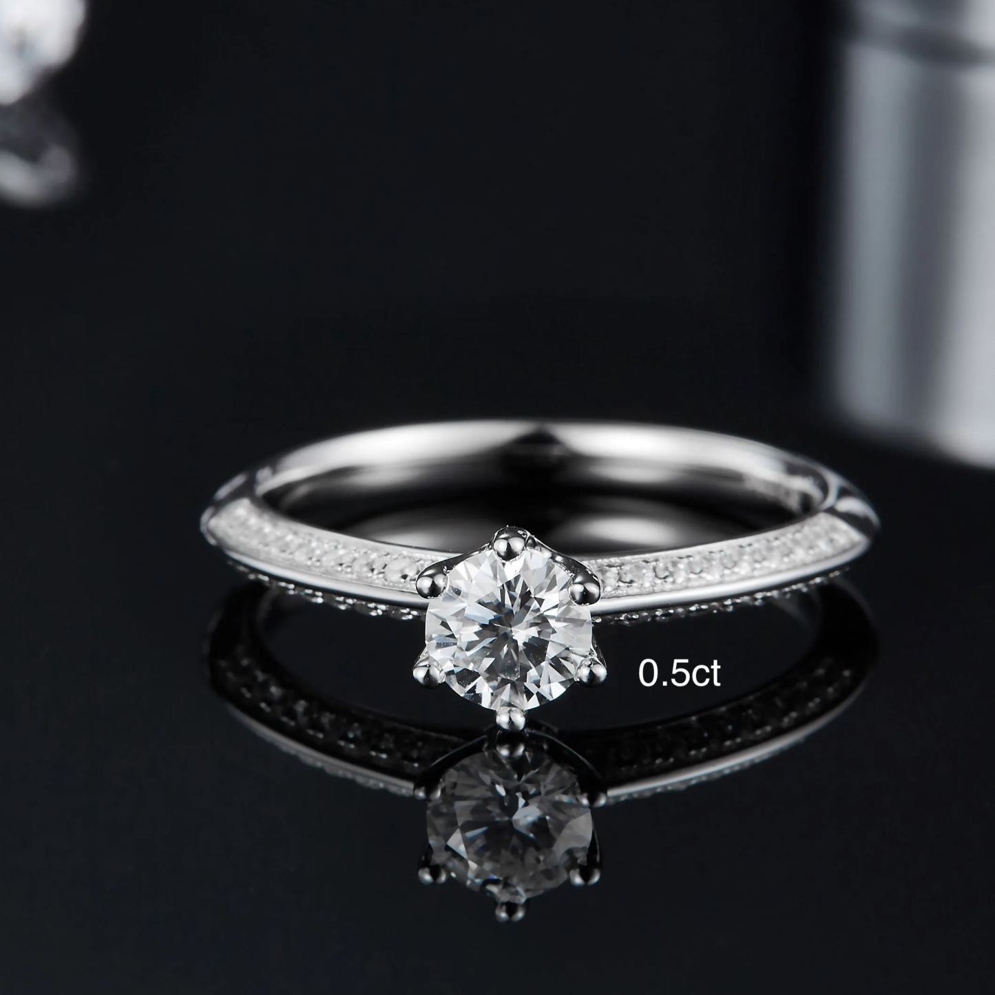 DEDEJILL ‘I DO�? Luxury Round Cut Pave Moissanite Ring