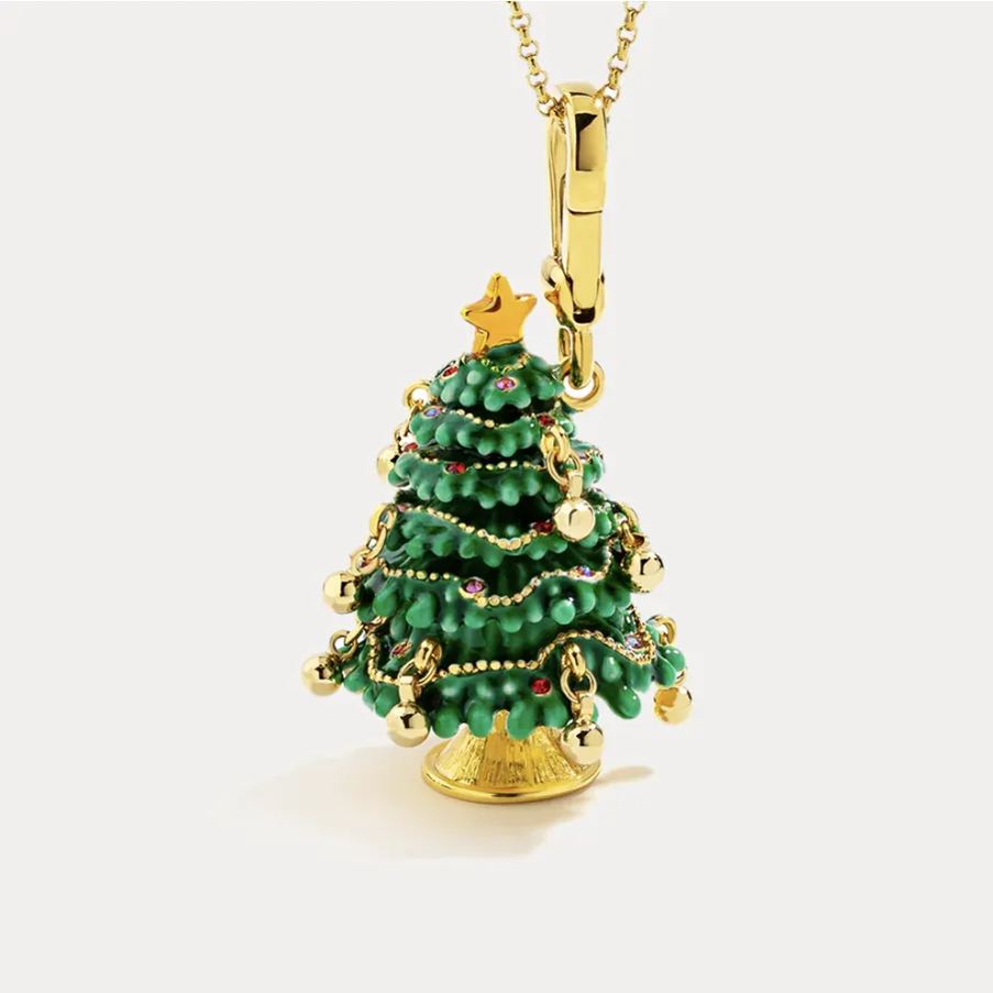 18K Christmas Tree Cute Versatile Enamel Pendant 