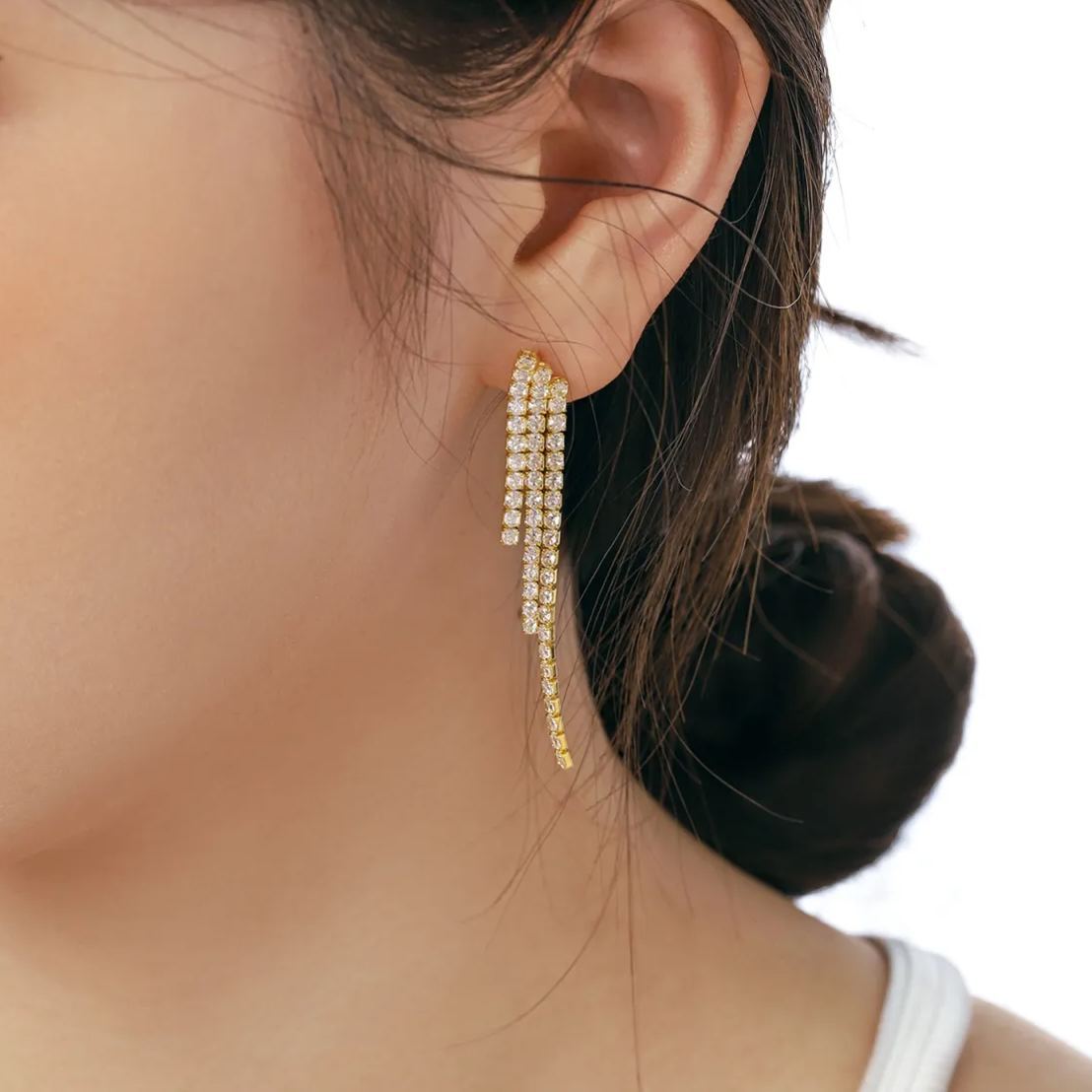  DEDEJILL Luxurious Pave Tennis Drop Earrings