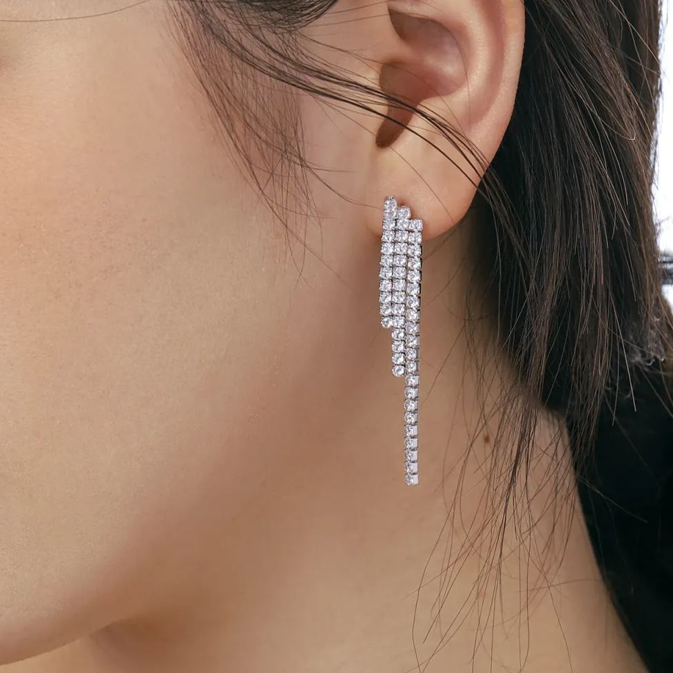  DEDEJILL Luxurious Pave Tennis Drop Earrings