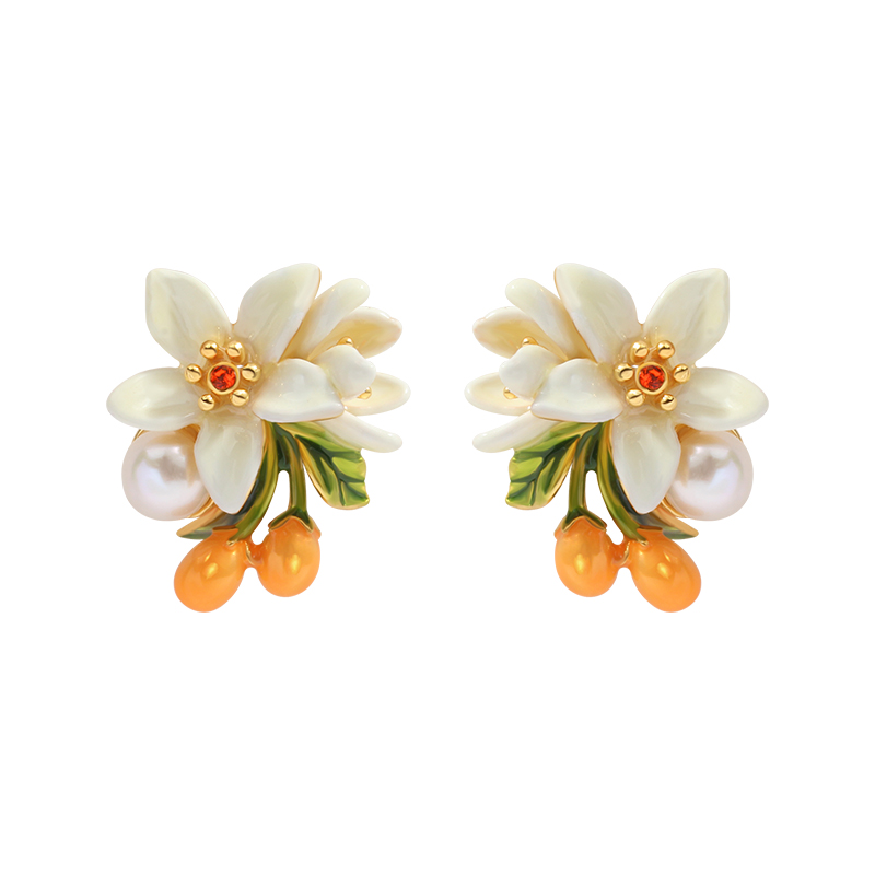 Orange Blossom Pearl Earrings