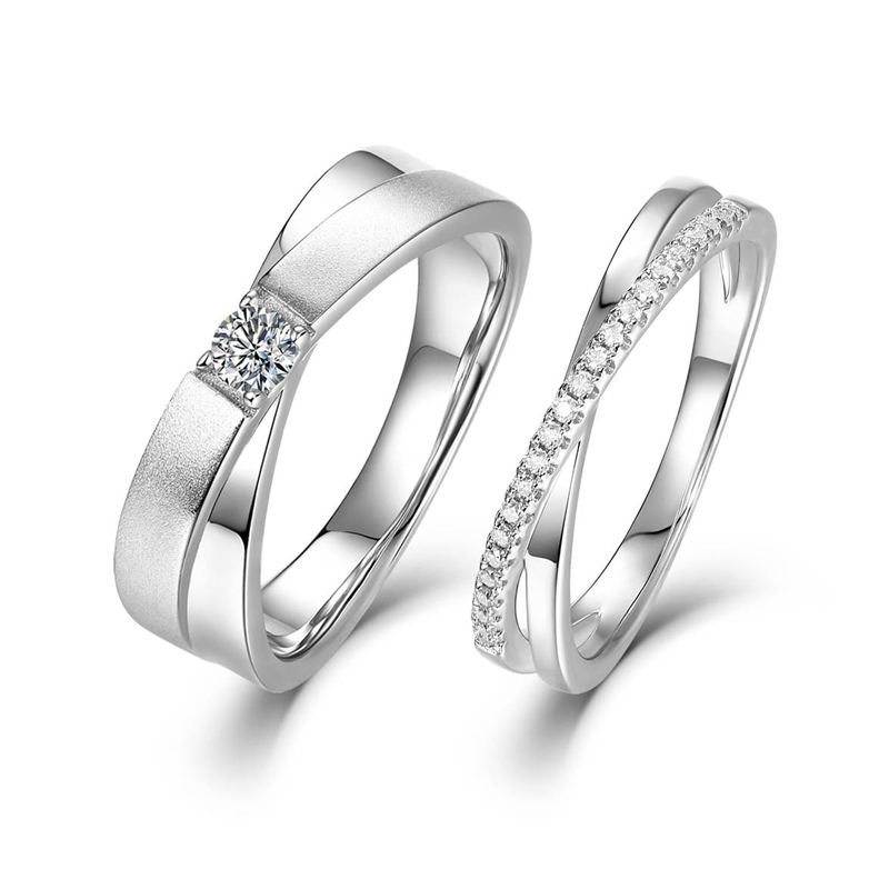 DEDEJILL Eternity Ring X Silver Plated Platinum Moissan Diamond Couple's Ring Women's -3.3ct D Grade