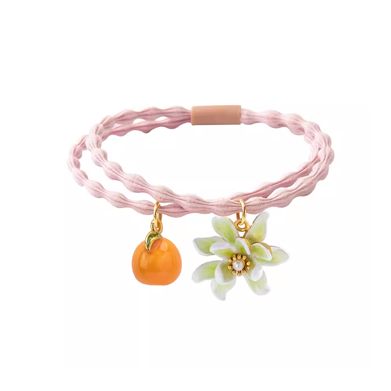 18K Orange Blossom Personalized Pearl Enamel Hair Rope