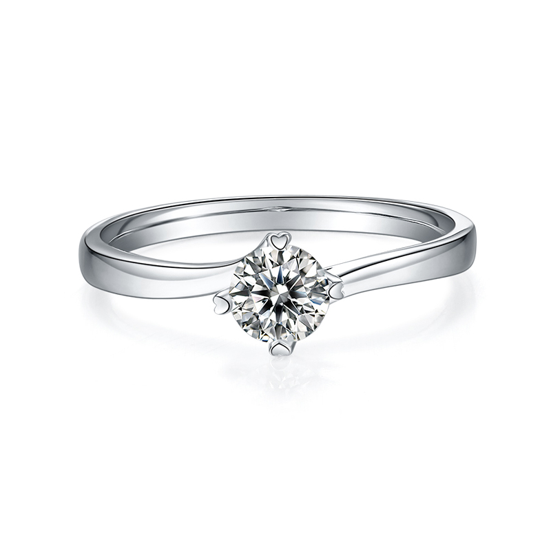 DEDEJILL Heart Four Claw Silver Plated White Gold Moissanite Women's Ring -0.5ct Grade D