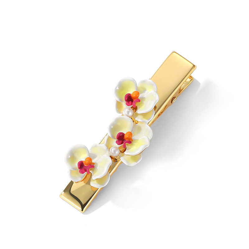 Butterfly Orchid Flower Pearl Hair Clip