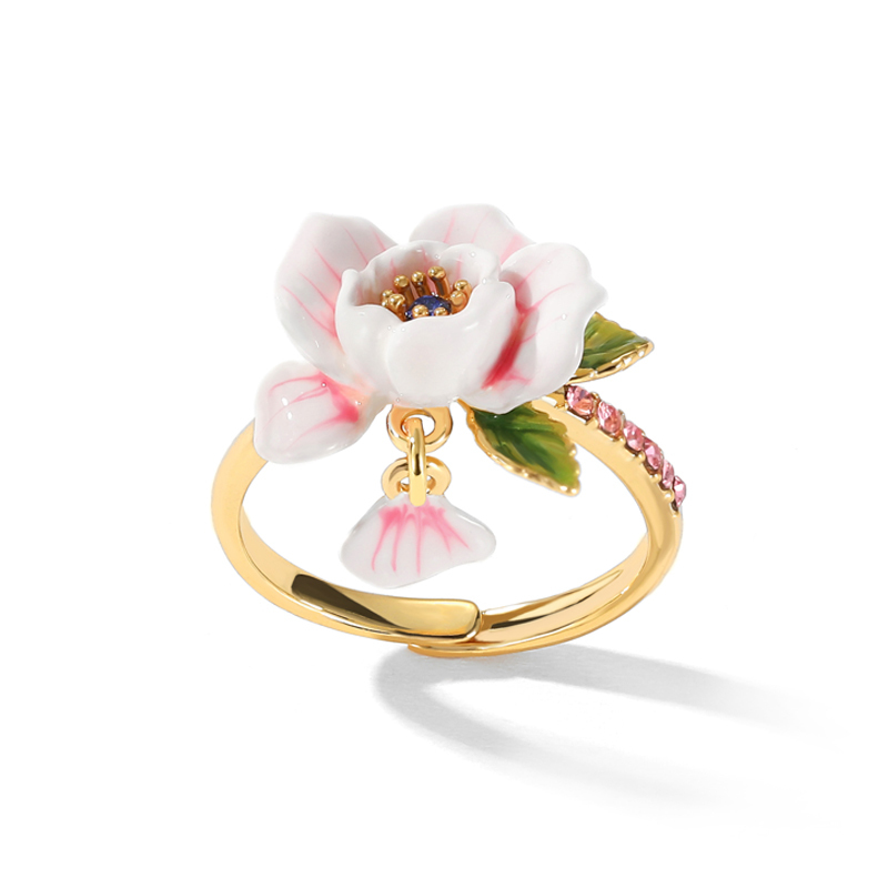 Pink Rose Flower Adjustable Ring