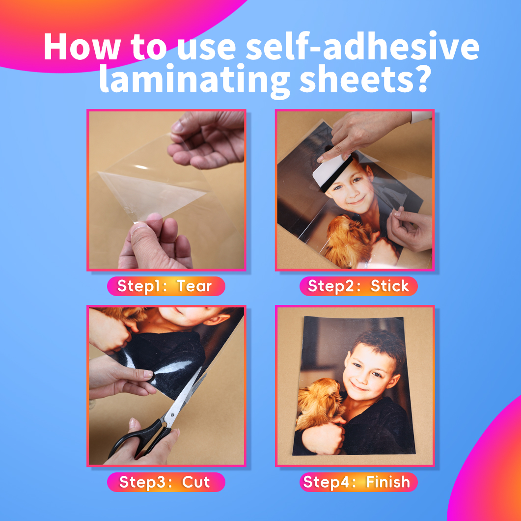 Uinkit 4Mil Self-Adhesive Laminating Sheets, 8.7 x 12.2 Inches Clear Self Sealing Laminating Sheets Suitable for 8.5x11 inches Letter Size, No Machine Needed