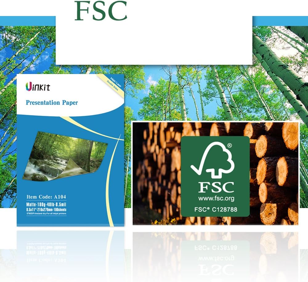 Uinkit Double Sided Matte Presentation Paper Photo 8.5x11 100Sheets 37lb 130gsm Dye Ink Inkjet Printer A101