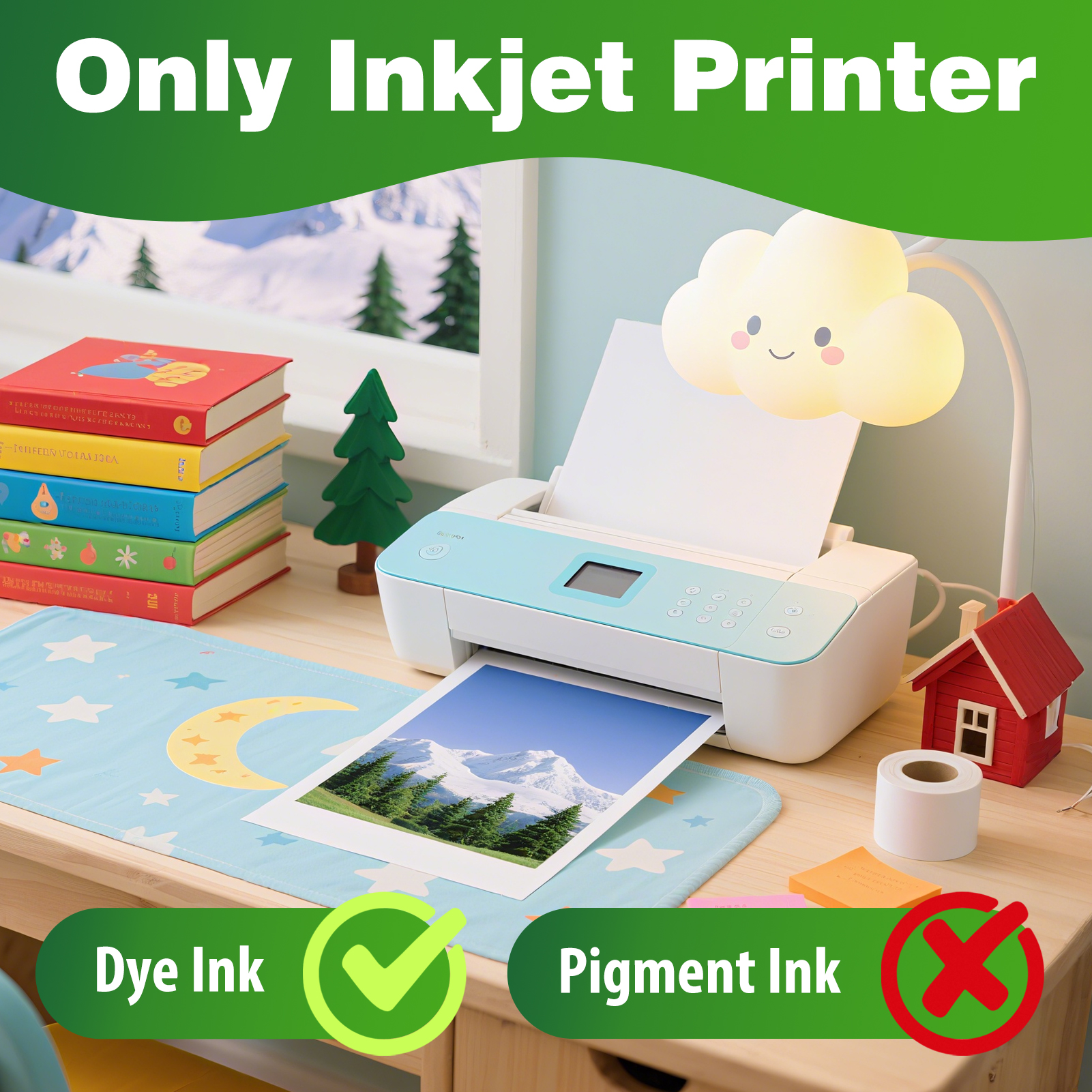 Uinkit 48lb Glossy Inkjet Photo Paper, 8.5x11, 40 Sheets, 180gsm Bright white, single-sided, instant-dry paper for photos, reports, flyers, presentations, home crafts, and small print runs.