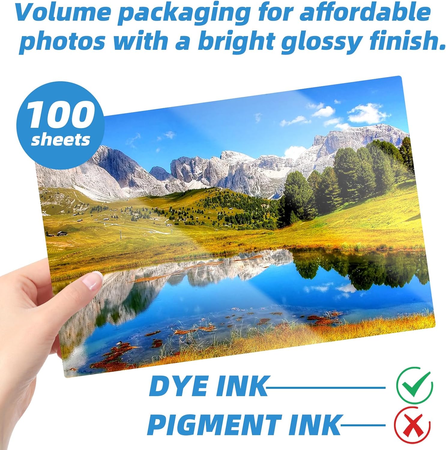 Uinkit  Glossy Inkjet Photo Paper 8.5X14 Inches 48lb 100 Sheets Professional Glossy Photographic Paper Compatible with Inkjet Printer Use DYE INK 180gsm Legal Size UP053