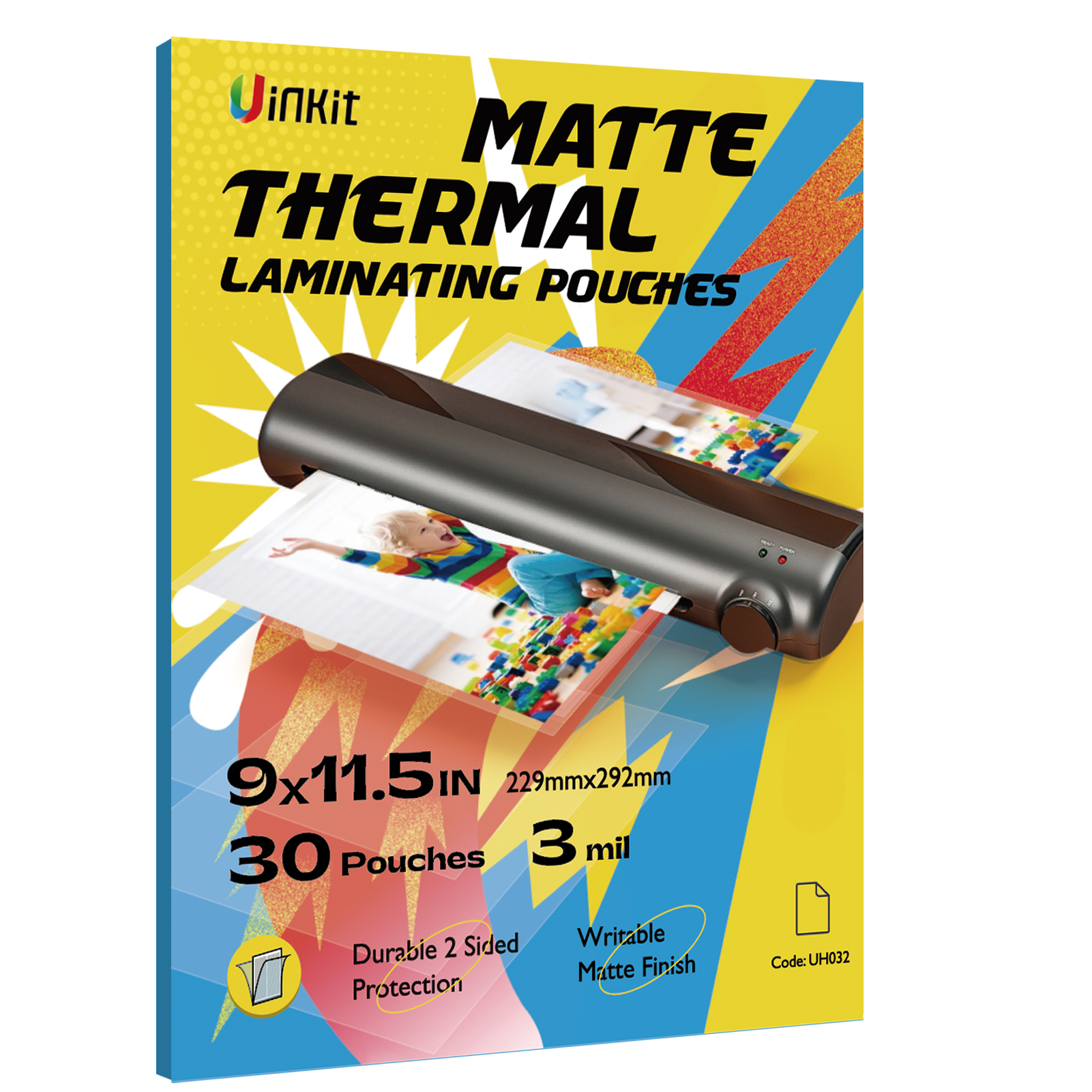 Uinkit Matte Thermal Laminating Pouches, 9 x 11.5 Inches 3 Mil Thick Matte Finish 30/50/100 Pack Fitted for Letter Size Laminating Sheets 8.5 x 11