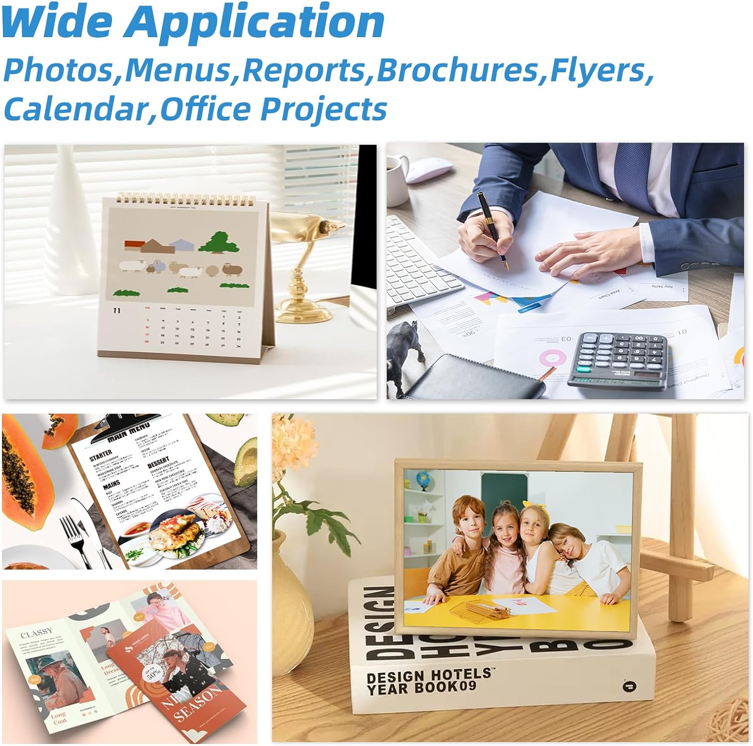 Uinkit  Glossy Inkjet Photo Paper 8.5X14 Inches 48lb 100 Sheets Professional Glossy Photographic Paper Compatible with Inkjet Printer Use DYE INK 180gsm Legal Size UP053