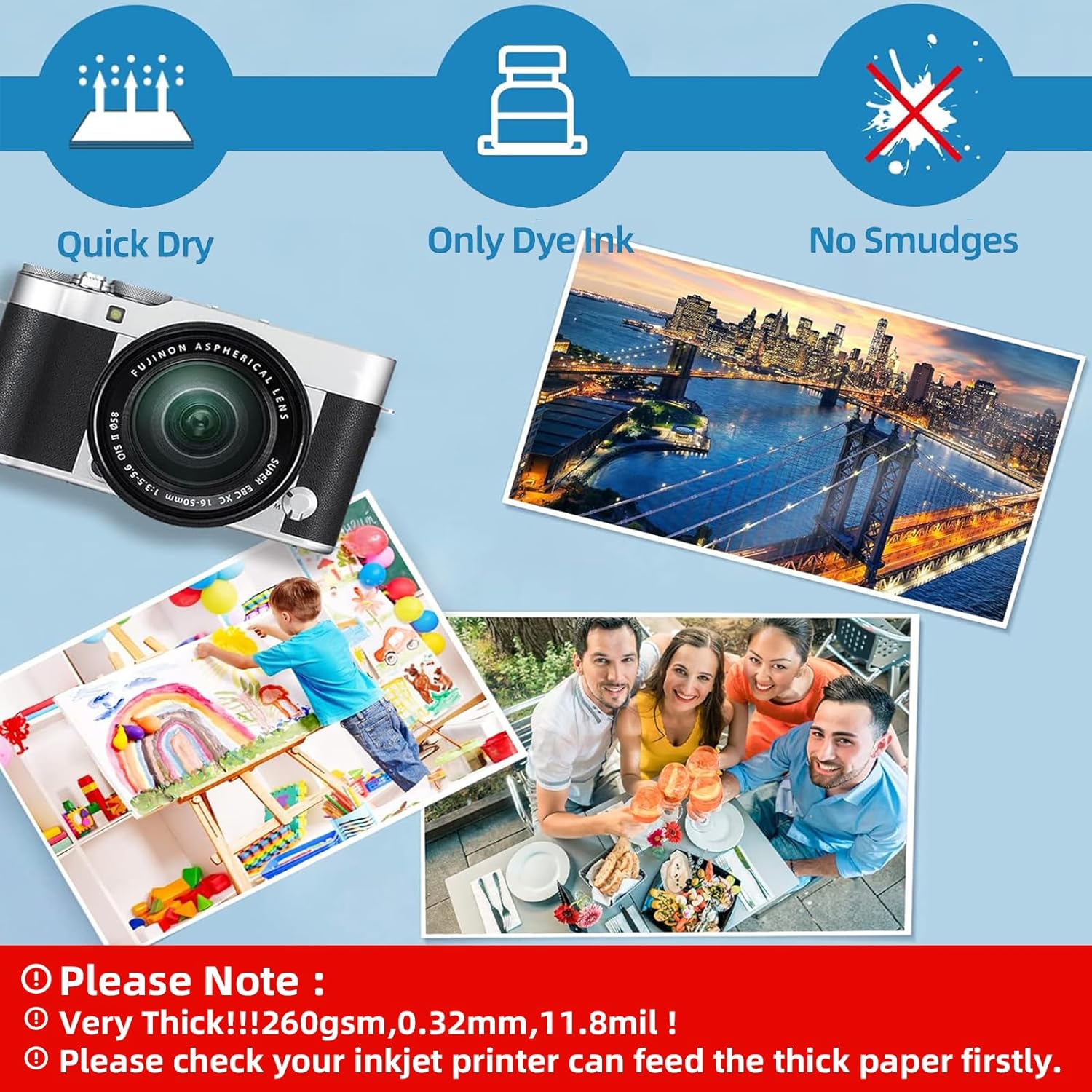 Double Sided Thick Photo Paper Glossy 100 Sheets 8.5x11  68lb 260gsm Inkjet  Uinkit A189