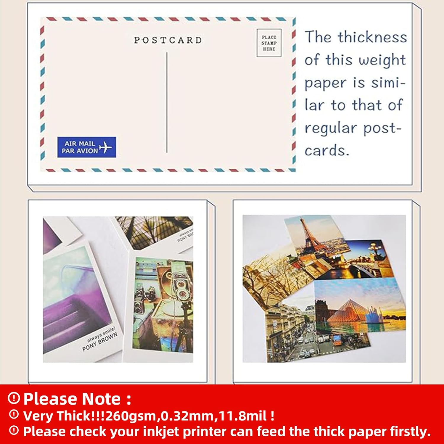 Double Sided Thick Photo Paper Glossy 100 Sheets 8.5x11  68lb 260gsm Inkjet  Uinkit A189