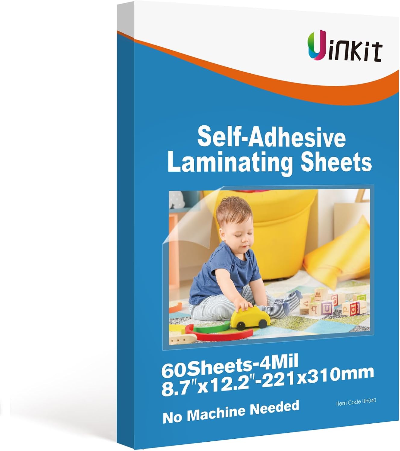 Uinkit 4Mil Self-Adhesive Laminating Sheets, 8.7 x 12.2 Inches Clear Self Sealing Laminating Sheets Suitable for 8.5x11 inches Letter Size, No Machine Needed