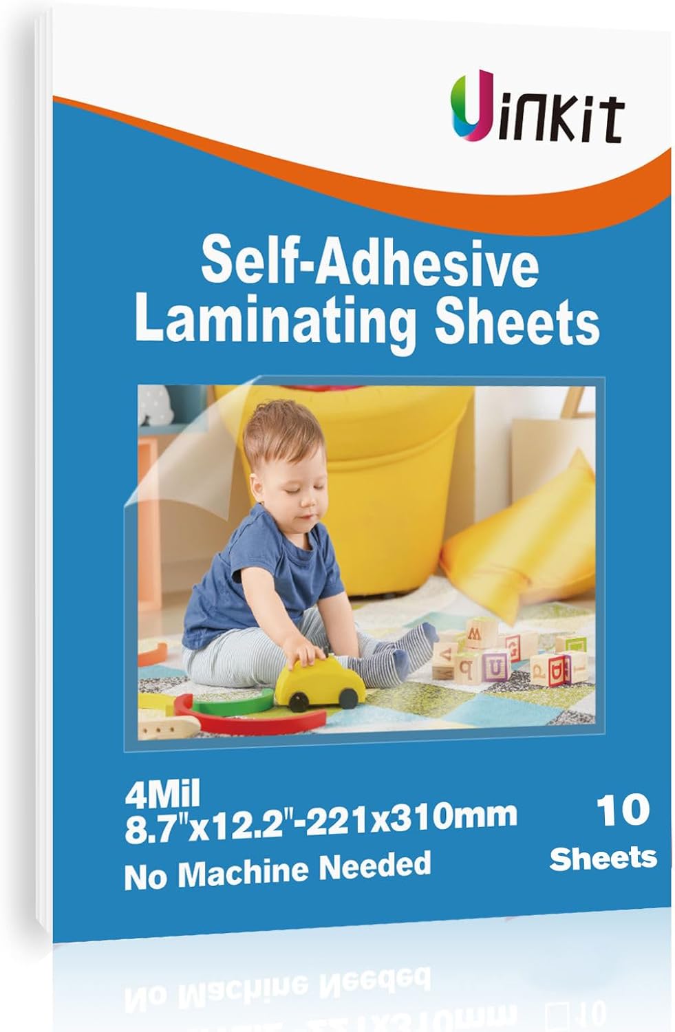 Uinkit 4Mil Self-Adhesive Laminating Sheets, 8.7 x 12.2 Inches Clear Self Sealing Laminating Sheets Suitable for 8.5x11 inches Letter Size, No Machine Needed