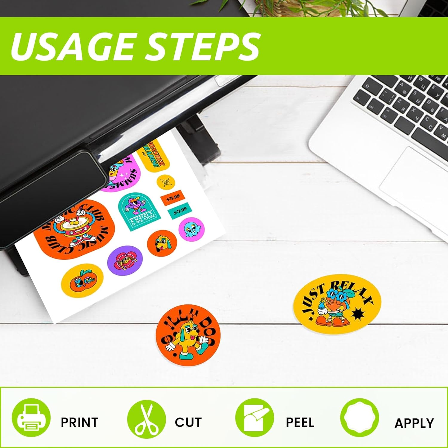 Uinkit Printable Premium  Vinyl Sticker for Inkjet Printer 11x17 inch 10Sheets  Matte White Sticker Paper Waterproof Adhesive Vivid Colors US036