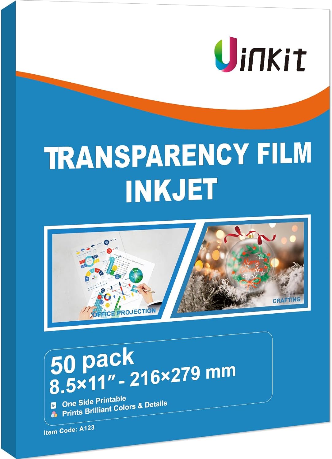 Uinkit Inkjet Transparency Film 8.5x11 inches 50 Sheets OHP Overhead Projector Screen Film Only for Dye Ink A123