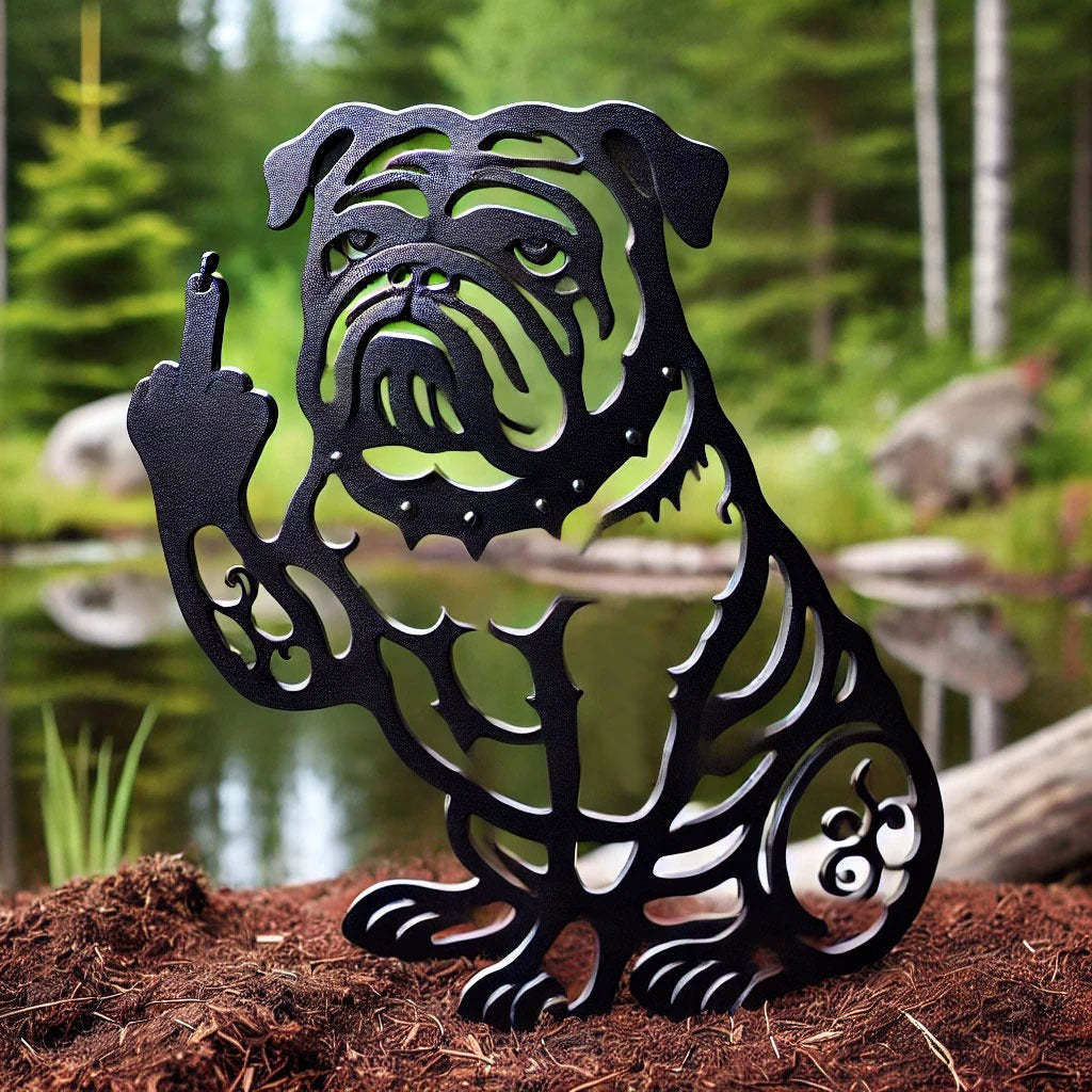 Funny Bulldog Metal Garden Decor