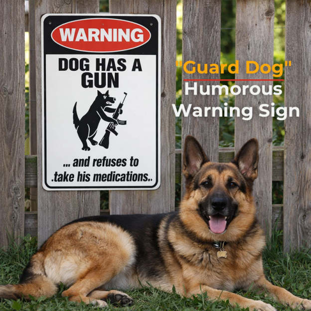 "Guard Dog" Humorous Warning Sign 🐶 — Give Your Neighbors Something to Talk About