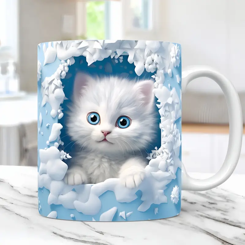 Charming 3D Cat Art Coffee Mug
