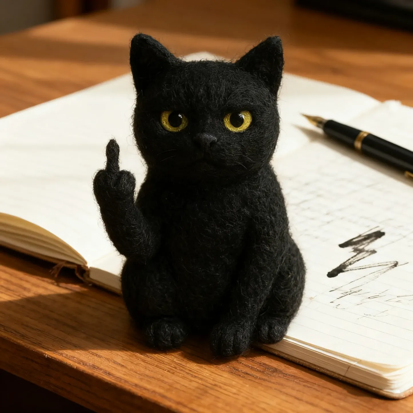 Funny Black Cat Needle Felt