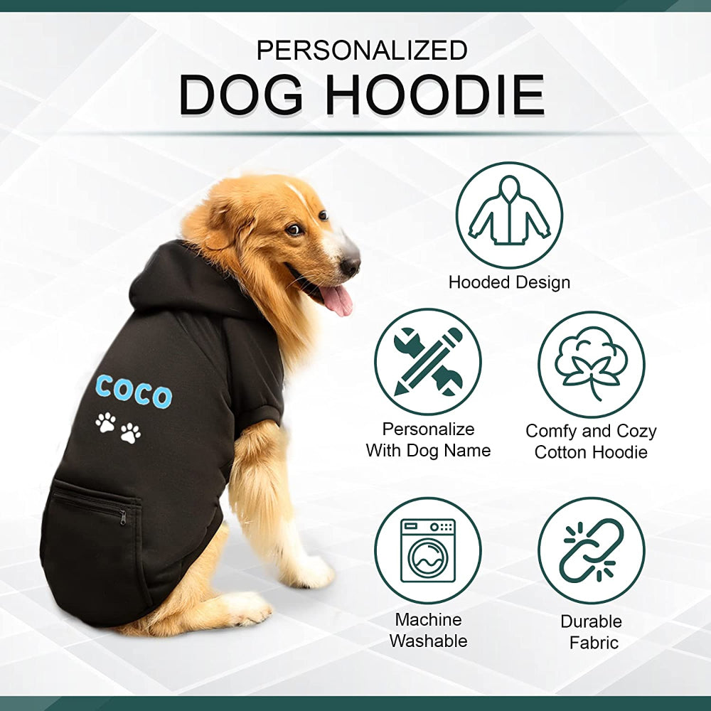 Personalized Dog Hoodie with Name and Paws