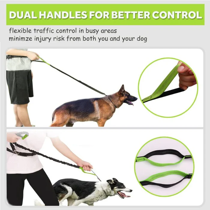 Hands-Free Reflective Dog Leash with Waist Zipper Pocket