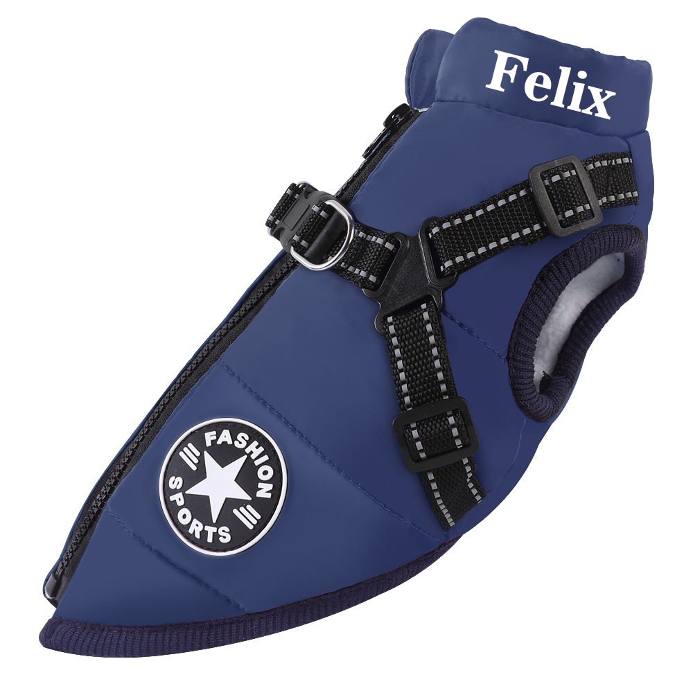Personalized Warm Waterproof Dog Jacket With Harness
