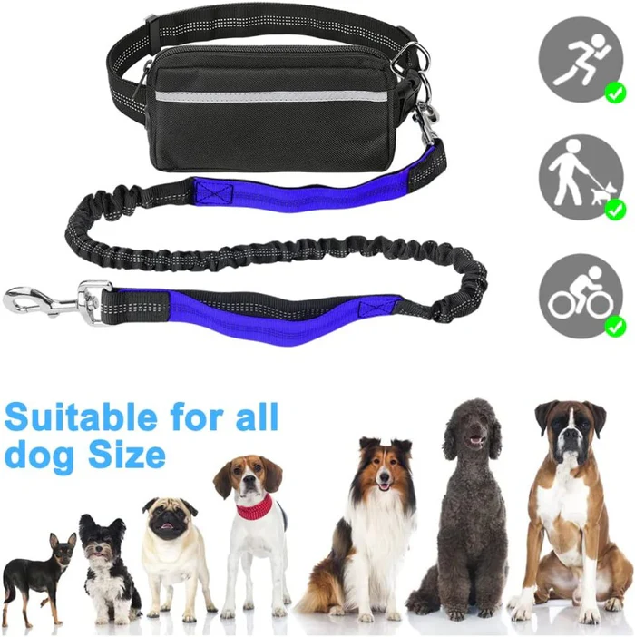 Hands-Free Reflective Dog Leash with Waist Zipper Pocket