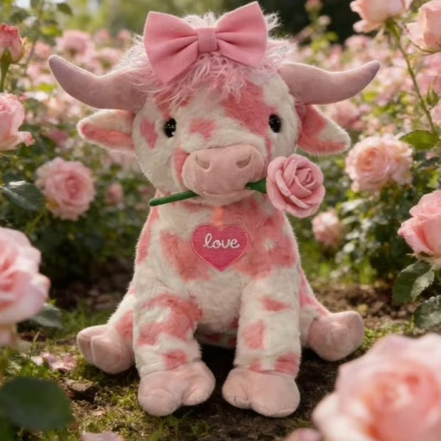 🐮Adorable Pink Highland Cow Plush