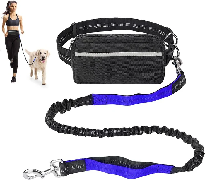 Hands-Free Reflective Dog Leash with Waist Zipper Pocket