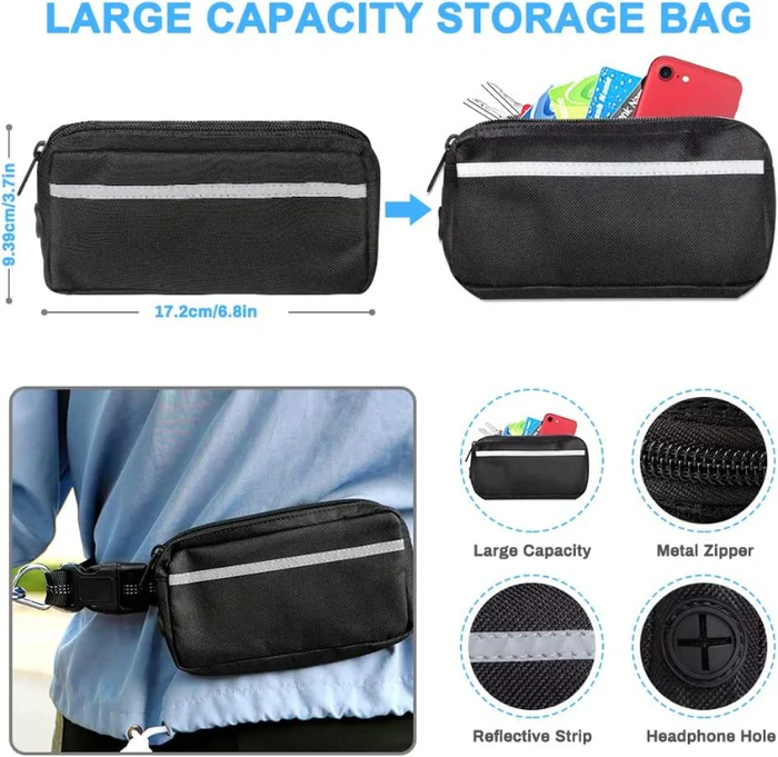 Hands-Free Reflective Dog Leash with Waist Zipper Pocket