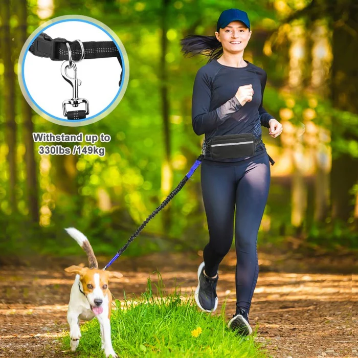 Hands-Free Reflective Dog Leash with Waist Zipper Pocket