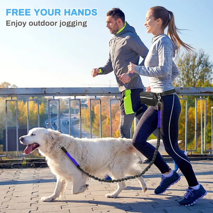 Hands-Free Reflective Dog Leash with Waist Zipper Pocket