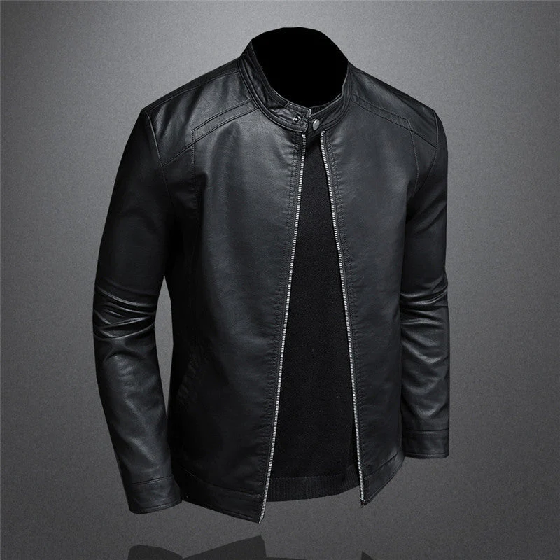 Men's Casual Versatile Slim Fit Plus Fleece Thickened Large Size Leather Jacket