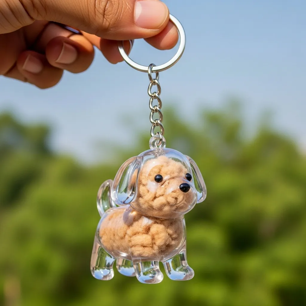 Dog Hair Collector Keychain Charm Memorial Storage Box