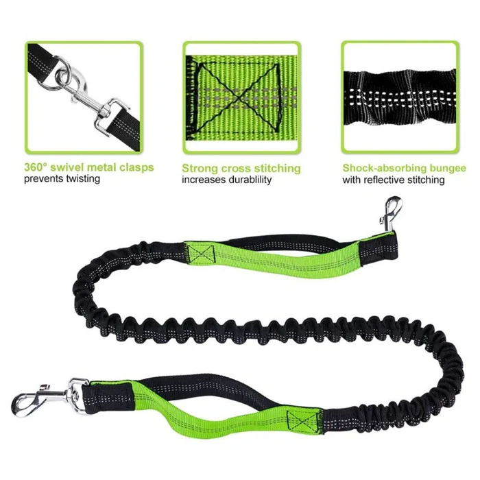 Hands-Free Reflective Dog Leash with Waist Zipper Pocket