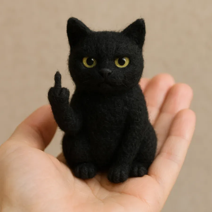 Funny Black Cat Needle Felt