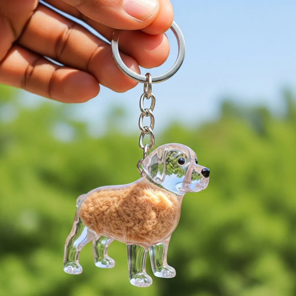 Dog Hair Collector Keychain Charm Memorial Storage Box