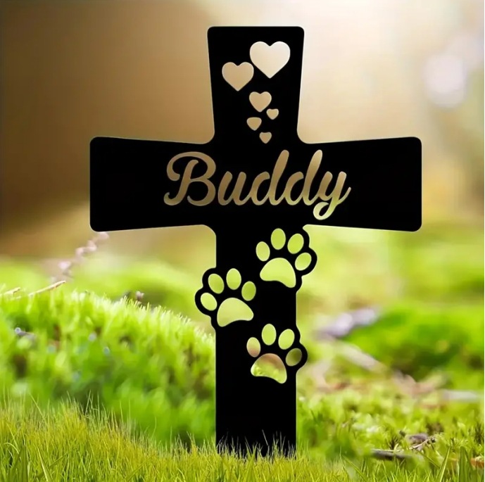 Personalized Dog Memorial Cross for Pet Grave