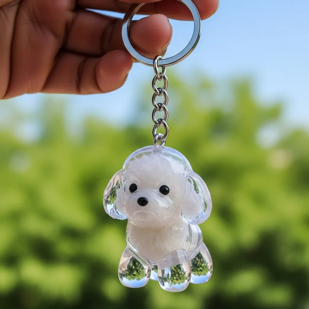 Dog Hair Collector Keychain Charm Memorial Storage Box
