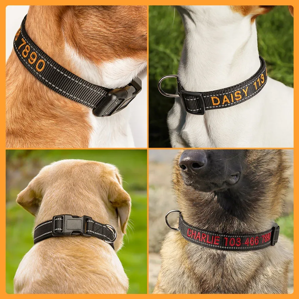 Personalized Multicolor Adjustable Reflective Strips Dog Collar